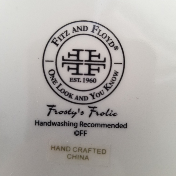 🌻Fitz & Floyd Frosty's Frolic Cheers Snack Tray - Picture 2 of 6